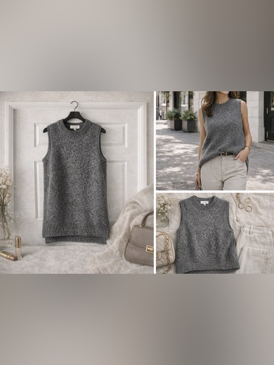 Calvin Klein Sweaters - Calvin Klein Charcoal Sleeveless Sweater Vest Oversized EUC M